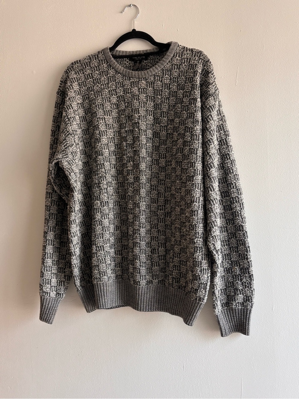 VTG  Mino Milano Wool Blend Men Sweater Sz XL  Basketweave knit Made In Italy